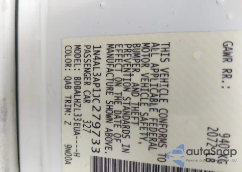 2018 Nissan Altima из США, поврежденный, VIN 1N4AL3AP1JC279733